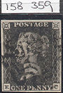 1840 1d Greyish-Black Plate 11 'EC'