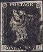 1840 1d Intense Black Plate 1B 'EJ'