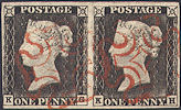 1840 1d Grey-Black Plate 1A 'KG-KH'