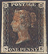 1840 1d Black Plate 7 'NE'