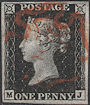 1840 1d Intense Black Plate 4 'MJ'