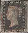 1840 1d Black Plate 2 'KA'