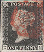 1840 1d Intense Black Plate 4 'TE'