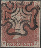 1841 1d Red Plate 8 'MJ'