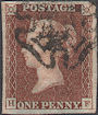 1841 1d Red Plate 8 'HF'