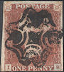 1841 1d Red Plate 9 'IB' Leeds MX