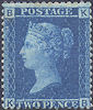 1861 2d Blue SG45 Plate 9 'KB' UMM