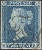 1841 2d Blue ES11d,uf Plate 3 'JB' Edinburgh MX