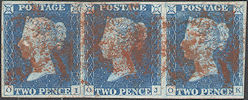 1840 2d Blue Plate 1 'OI-OK'