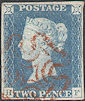 1840 2d Pale Blue Plate 1 'HF'