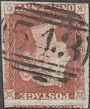 1847 1d Red Plate 74 'KC' Watermark Inverted