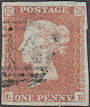 1851 1d Red Plate 107 'LB'