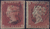 1852/54 1d Red Plate 157 'DJ'