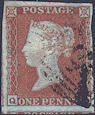 1852 1d Red Plate 139 'QC'