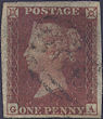 1852 1d Red Plate 157 'GA'