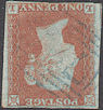 1852 1d Orange-brown Plate 145 'LL' Blue Cancel Wmk Inverted