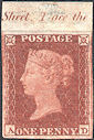 1852 1d Red Plate 136 'AD' Imprimatur