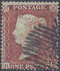 1854 1d Red C1 Plate 165 'BE'