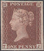 1854 1d Red C1 Plate 190 'TJ' Imprimatur