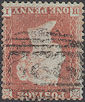 1855 1d Red C2d Plate 198 'HI' Wmk inverted