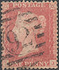 1857 1d Pale Rose-red C10(3)f Plate 62 'TJ' Major Re-entry
