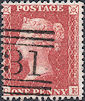 1857 1d Rose-red C10 Plate 33 'CE'