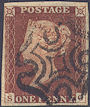 1841 1d Deep Red-brown Plate 13 'SG'