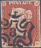 1841 1d Red Plate 40 'KD' NO.8 IN MX