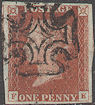 1841 1d Red-brown Plate 13 'FE'