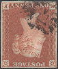1841 1d Red Plate 39 'MF' Watermark Inverted