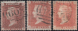 1856/57 1d Red(shades) C8/C8/C9(1) Plate 34 'JH'