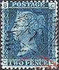 1858 2d Blue SG45/G2f Plate 7 'CB' Re-entry